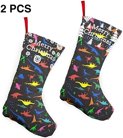 Dcehgew Симпатична Dinosa Печатени Класичен Божиќ Чорапи Сет од 2,за Семеен Празник Божиќ Партија Украси 10 Инчи